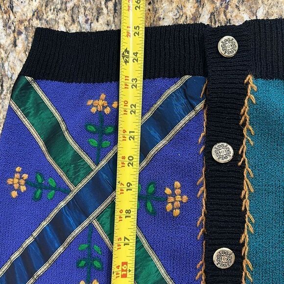 Susan Bristol Vintage Colourful Hand Embroidered Patchwork Cardigan Sweater M - Picture 9 of 9